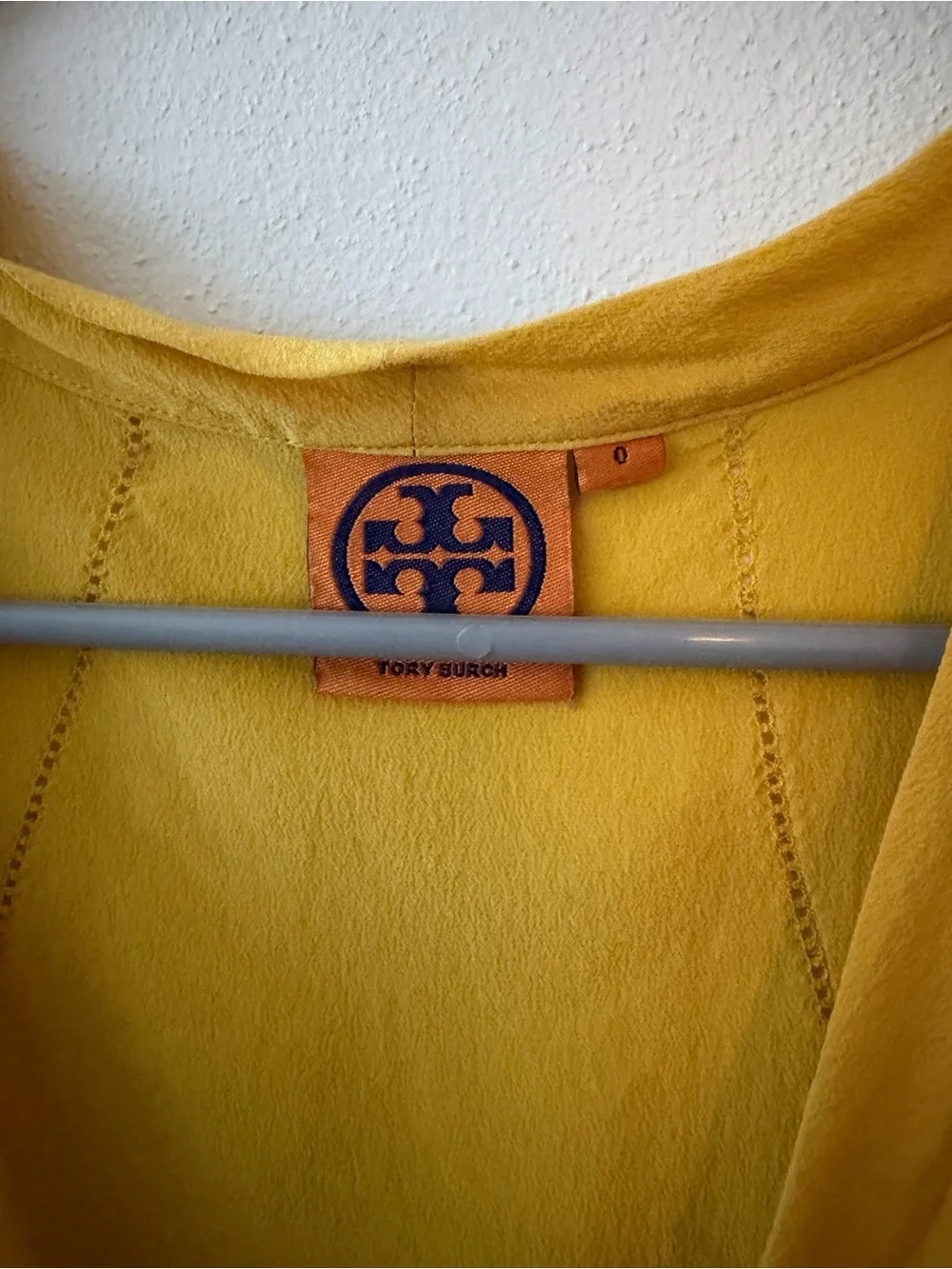 Tory Burch Bright Yellow Sleeveless Scoop Neck Silk Tank